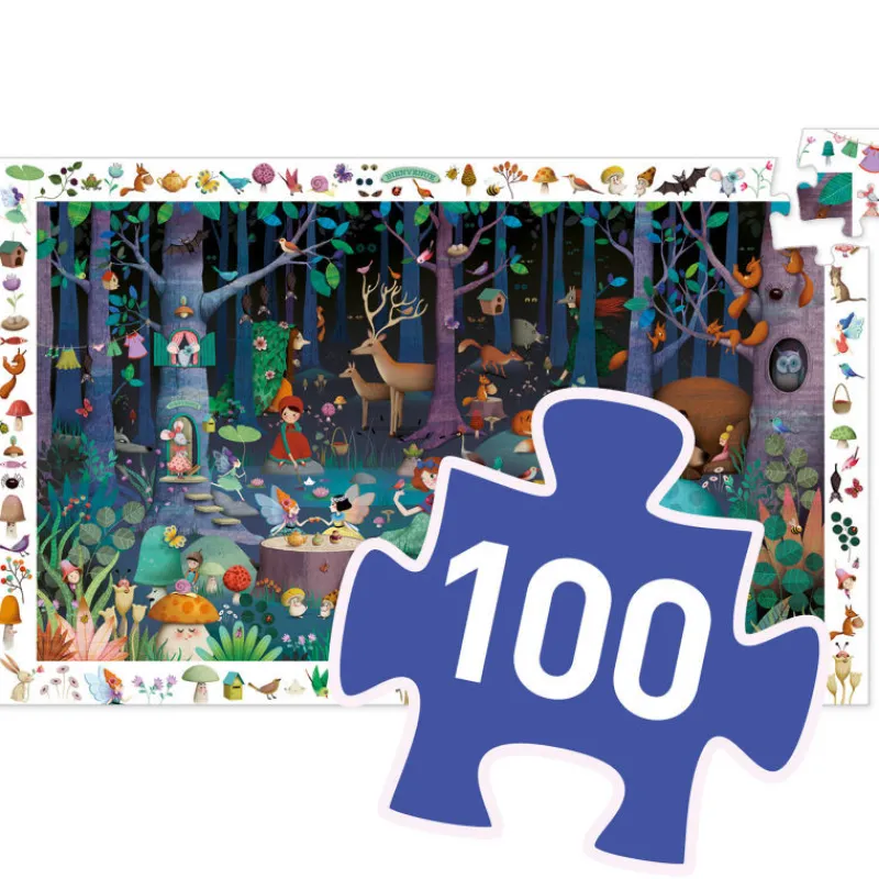 Djeco Puzzle observation 'Forêt enchantée' 100 pcs DJO7504<Enfant Puzzles Et Jeux Djeco | Puzzle Djeco