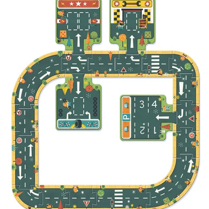 Djeco Puzzle "Routes" Pop to play 7162<Enfant Puzzle Djeco | Puzzles Dès 2 Ans: 2, 12 Et 24 Pcs