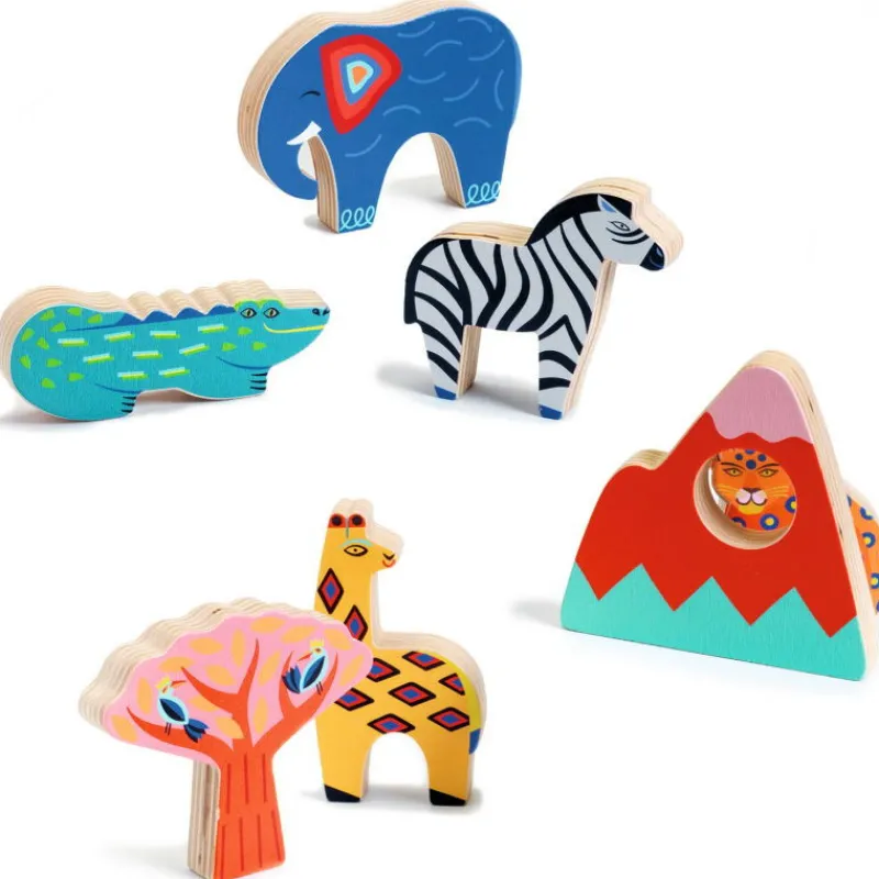 Djeco Puzzle relief en bois Savana Story, jeu d'encastrement 1068<Enfant Puzzle Djeco | Puzzles 1er Age