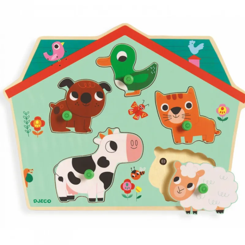 Djeco Puzzle sonore en bois 'Ouaf woof' 1707<Enfant Puzzle Djeco | Puzzles 1er Age
