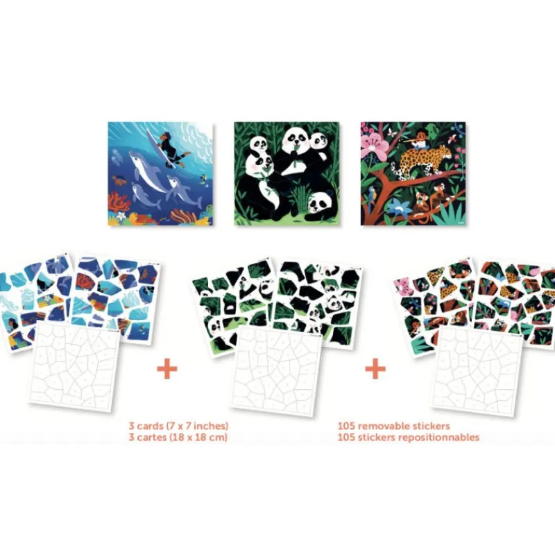 POPPIK 3 puzzles en stickers "Animaux sauvages"<Enfant Jeux, Puzzles Et Stickers Poppik | Puzzles Dès 5 Ans, 54 Pcs