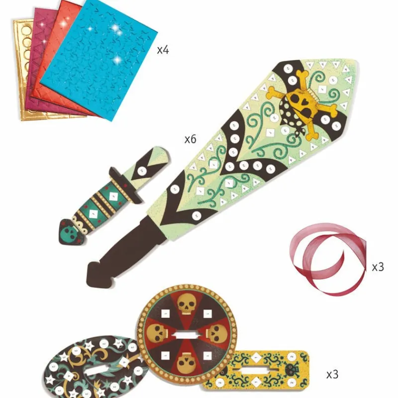 Djeco Sabres mosaïques à décorer "Comme un pirate" DIY 7902<Enfant Décoration Enfants | Autocollants Et Décalcomanies