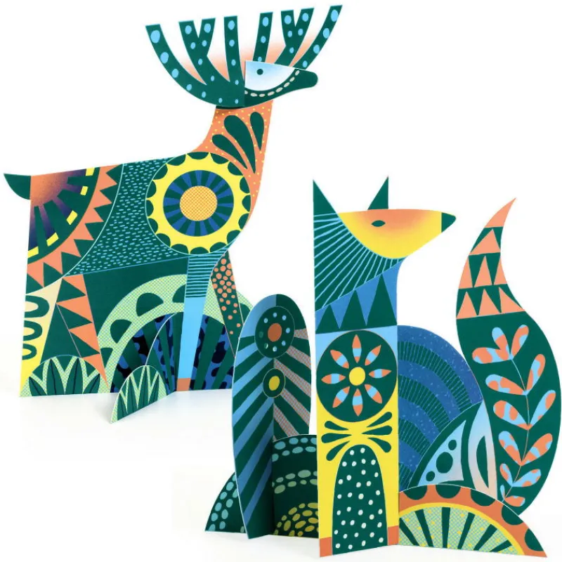 Djeco Sculptures à gratter "Animaux folk" 9708< Cartes À Gratter
