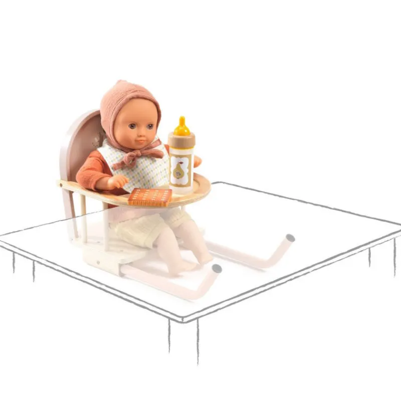 Djeco Siège de table pour poupée POMEA de 7780< Poupées, Peluches