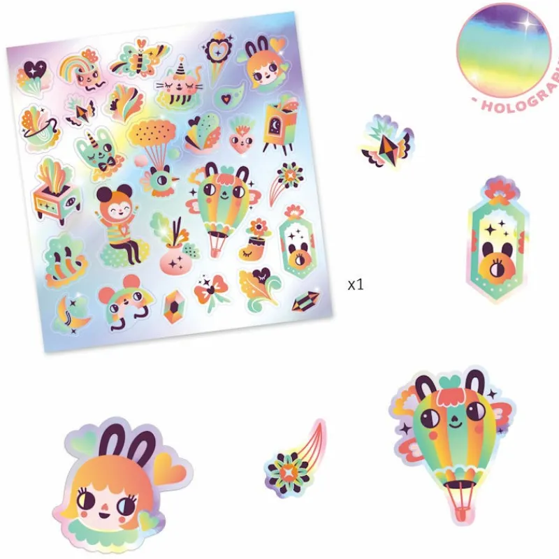 Djeco Stickers iridescents 'Lovely rainbow' 9264< Autocollants Et Décalcomanies