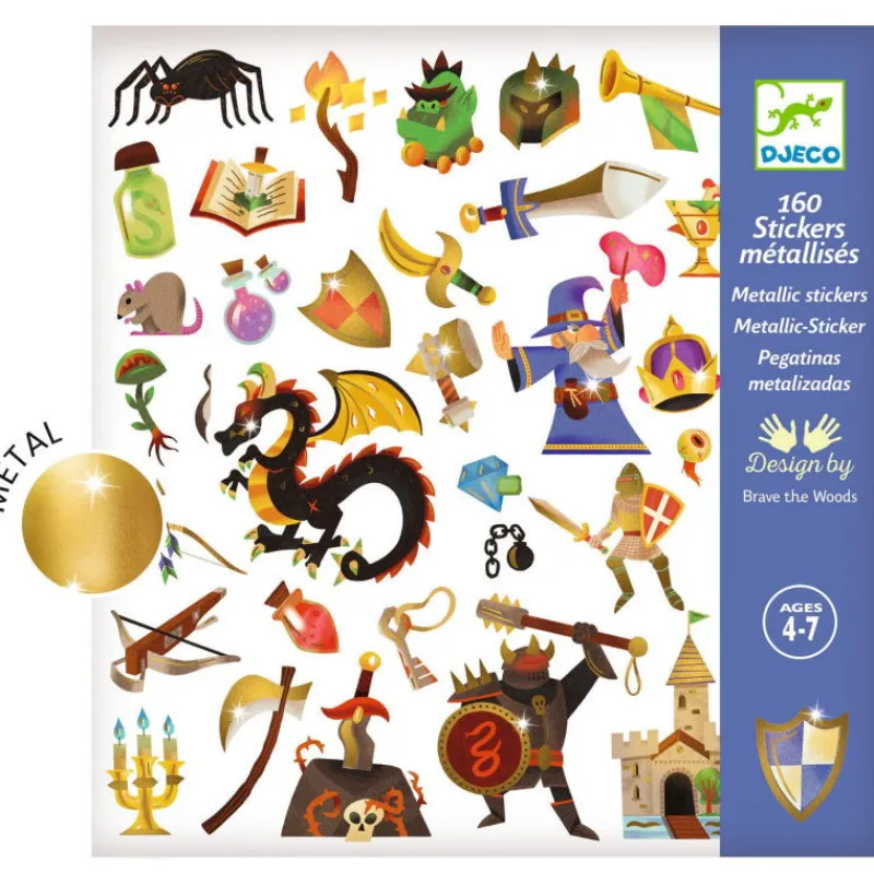 Djeco Stickers métallisés "Médiéval fantastique" 9277< Autocollants Et Décalcomanies
