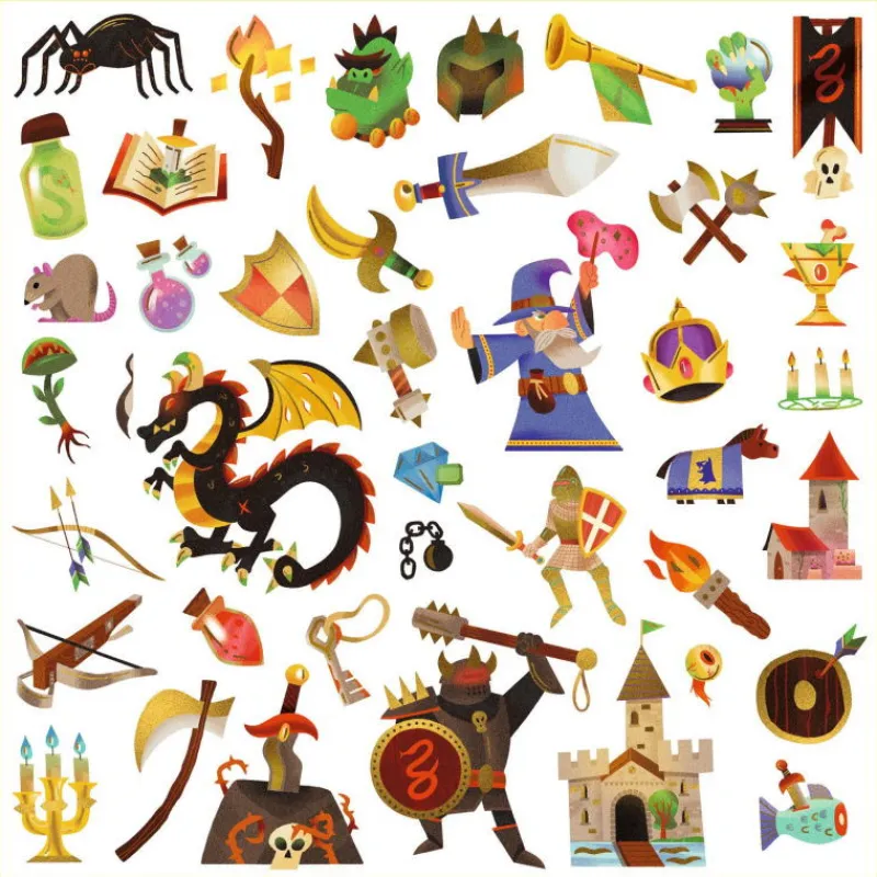 Djeco Stickers métallisés "Médiéval fantastique" 9277< Autocollants Et Décalcomanies
