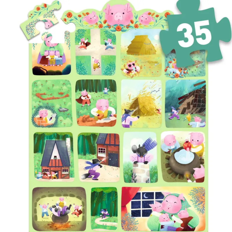 Djeco Story puzzle Les 3 Petits Cochons 35 pcs 7051<Enfant Puzzles Et Jeux Djeco | Puzzle Djeco
