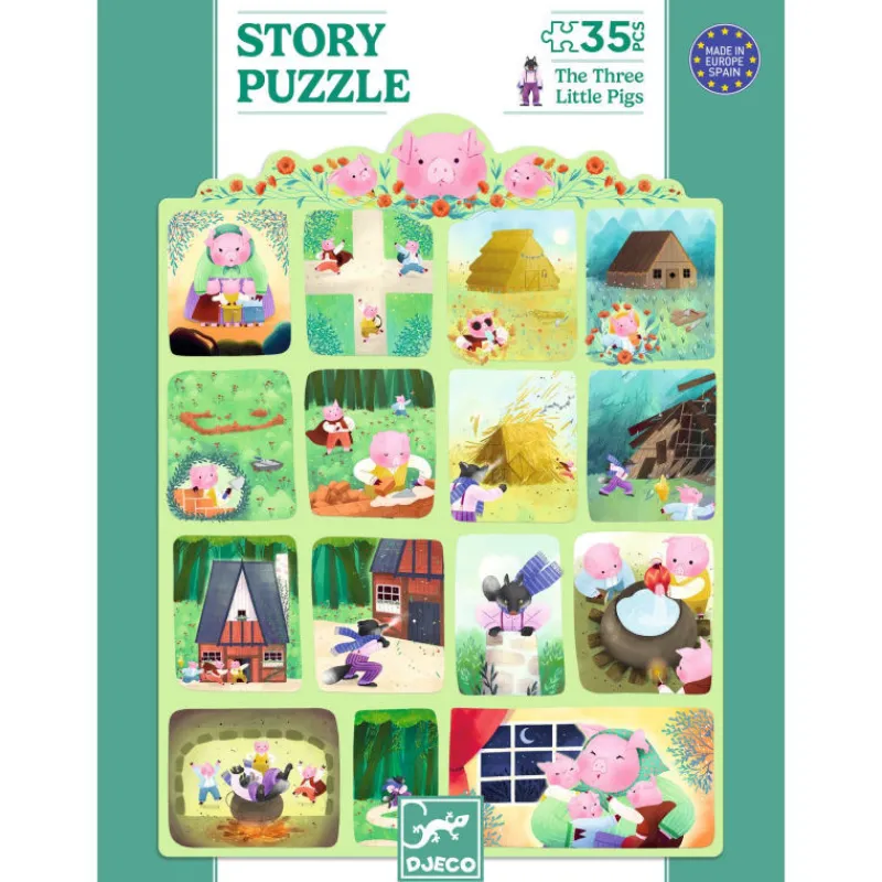 Djeco Story puzzle Les 3 Petits Cochons 35 pcs 7051<Enfant Puzzles Et Jeux Djeco | Puzzle Djeco