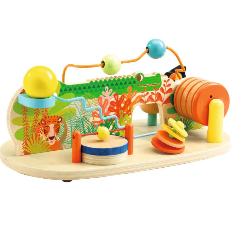 Djeco Table d'activités "Multi Sound" - Jouet d'éveil sonore en bois 6295< Jouets À Encastrer, Empiler | Jouets D'éveil, Hochets