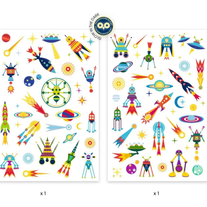 Djeco Tatouages phosphorescents 'Space oddity' 9590<Enfant Tatouages Enfants, Maquillage