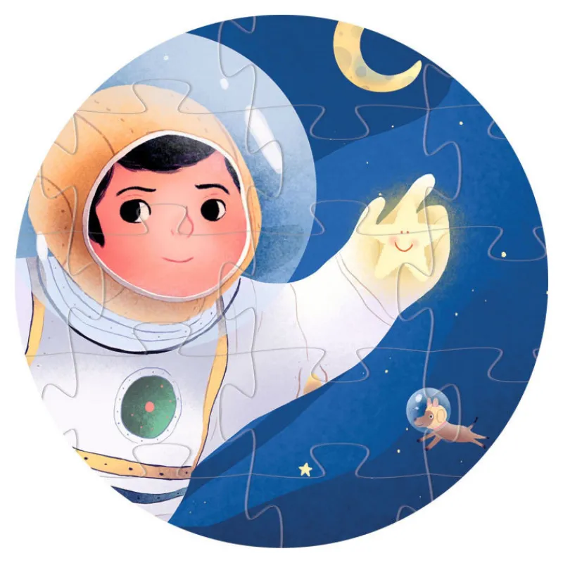 Djeco Un astronaute dans la lune, puzzle 36 pcs silhouette 7301<Enfant Puzzle Djeco | Puzzles Dès 4 Ans, 36 Pcs