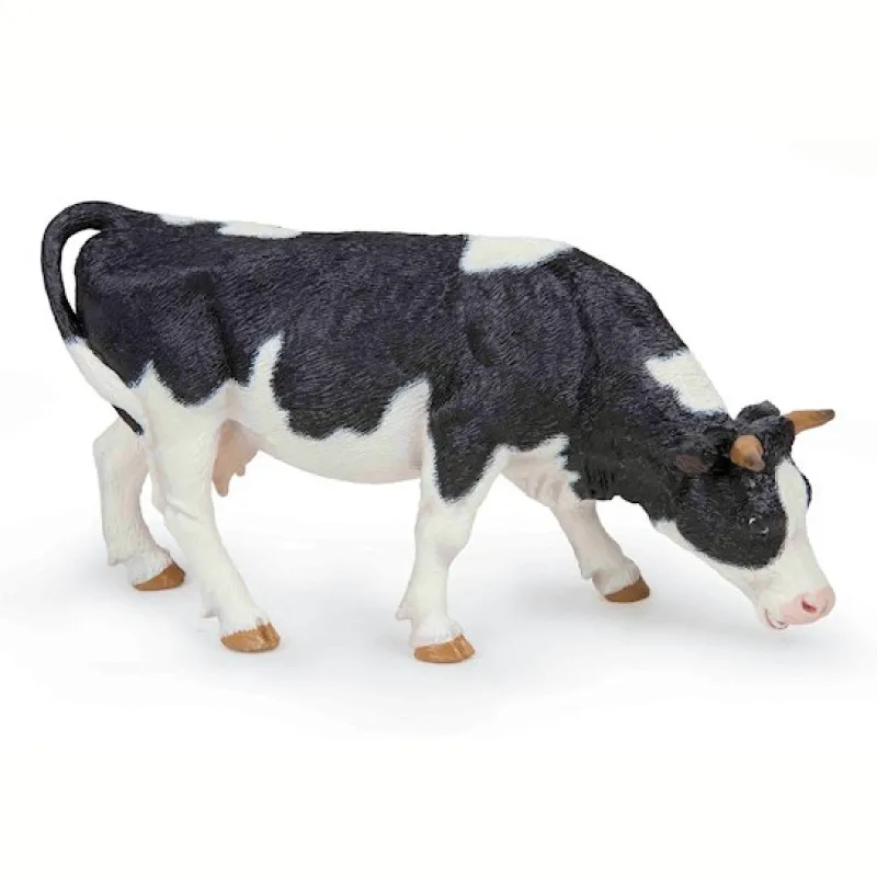 Papo Vache noire et blanche broutant, 51150< Figurines Papo | Ferme En Bois, Centre Équestre Et Zoo